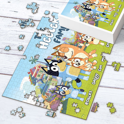 The Bluey Family - Personalized Family Jigsaw Puzzle