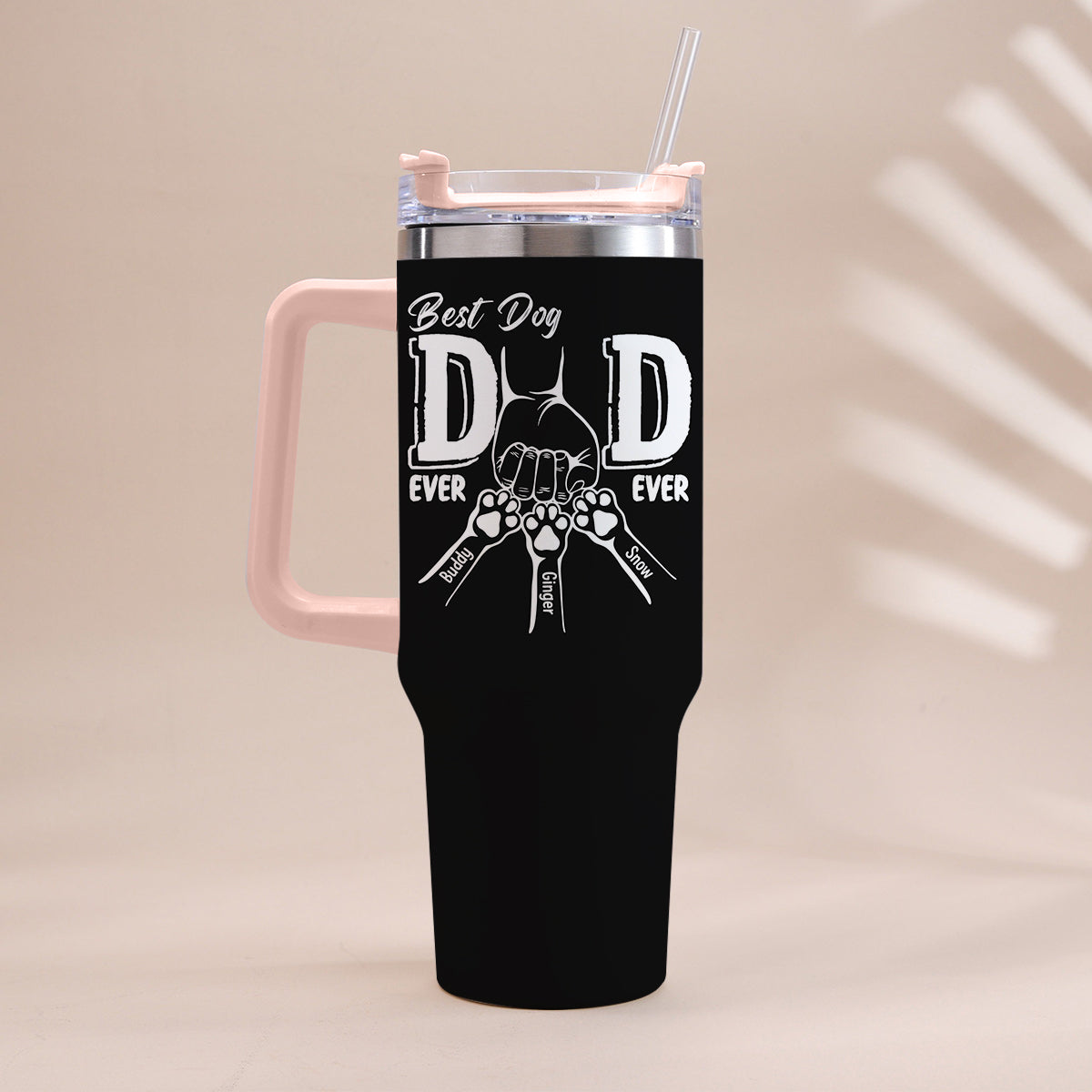 Best Dog Dad Ever - Personalized Dog Tumbler With Handle