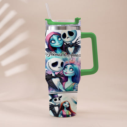 We're Simply Meant To Be - Personalized Nightmare Tumbler With Handle