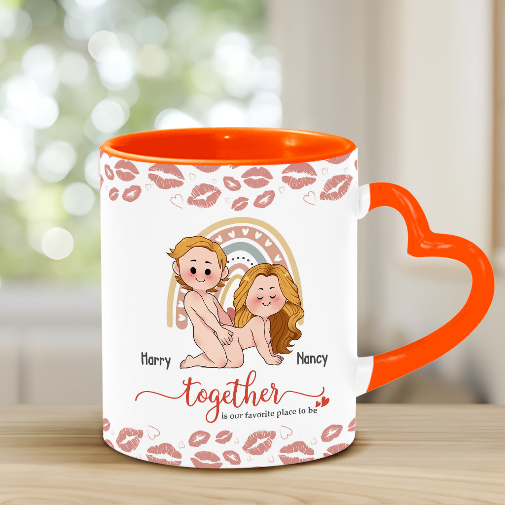 I Love You - Personalized Couple Heart Handle Mug