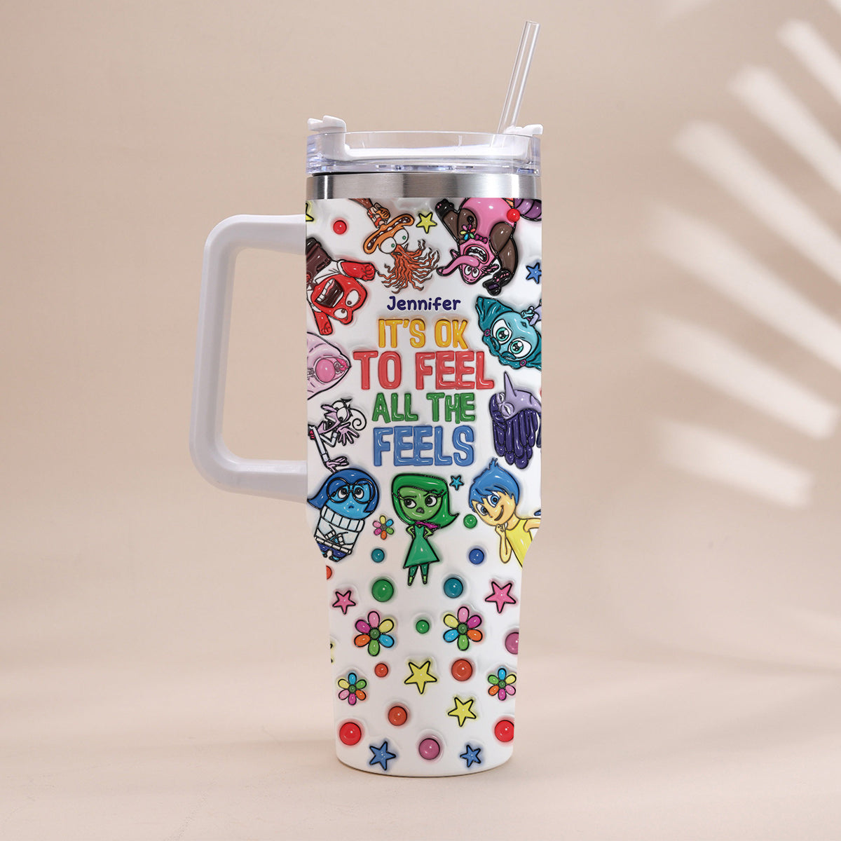 It's Ok To Feel All The Feels - Personalized Mouse Tumbler With Handle