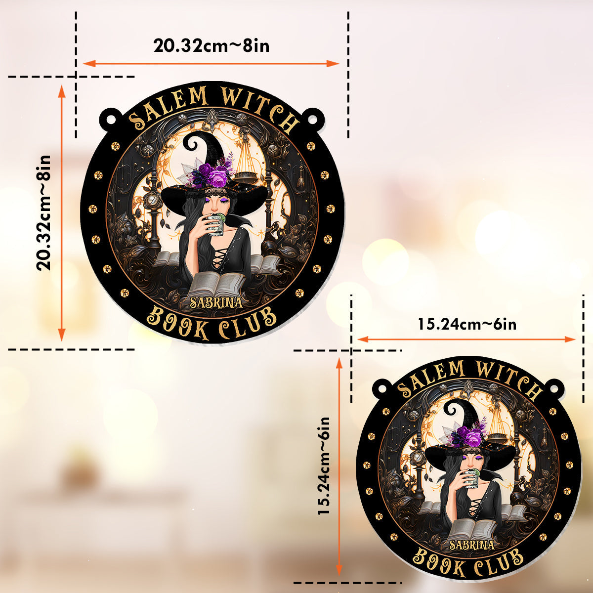 Salem Witch Book Club - Personalized Witch Window Hanging Suncatcher Ornament