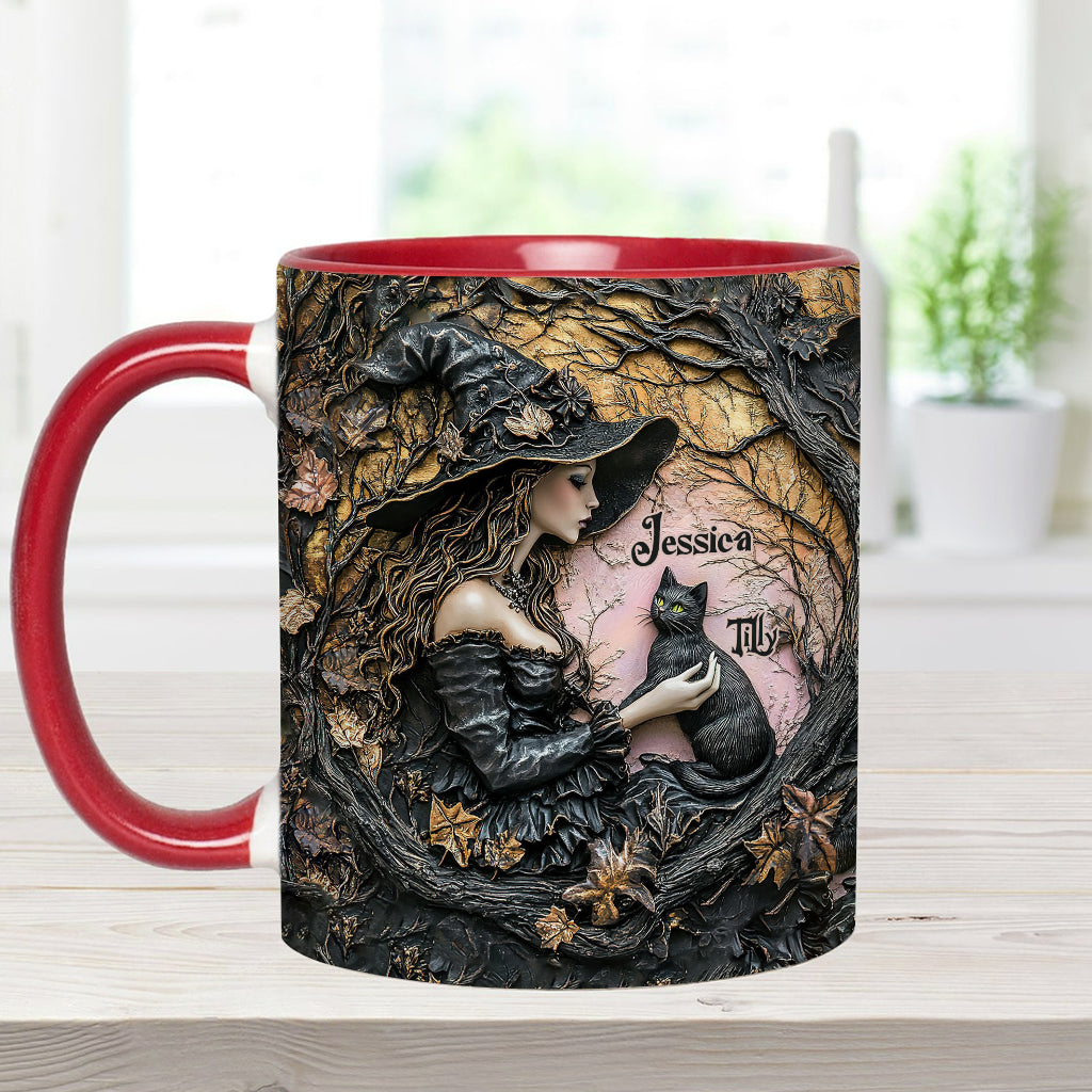 A Witch And Her Black Cat It's A Beautiful Thing - Personalized Witch Accent Mug