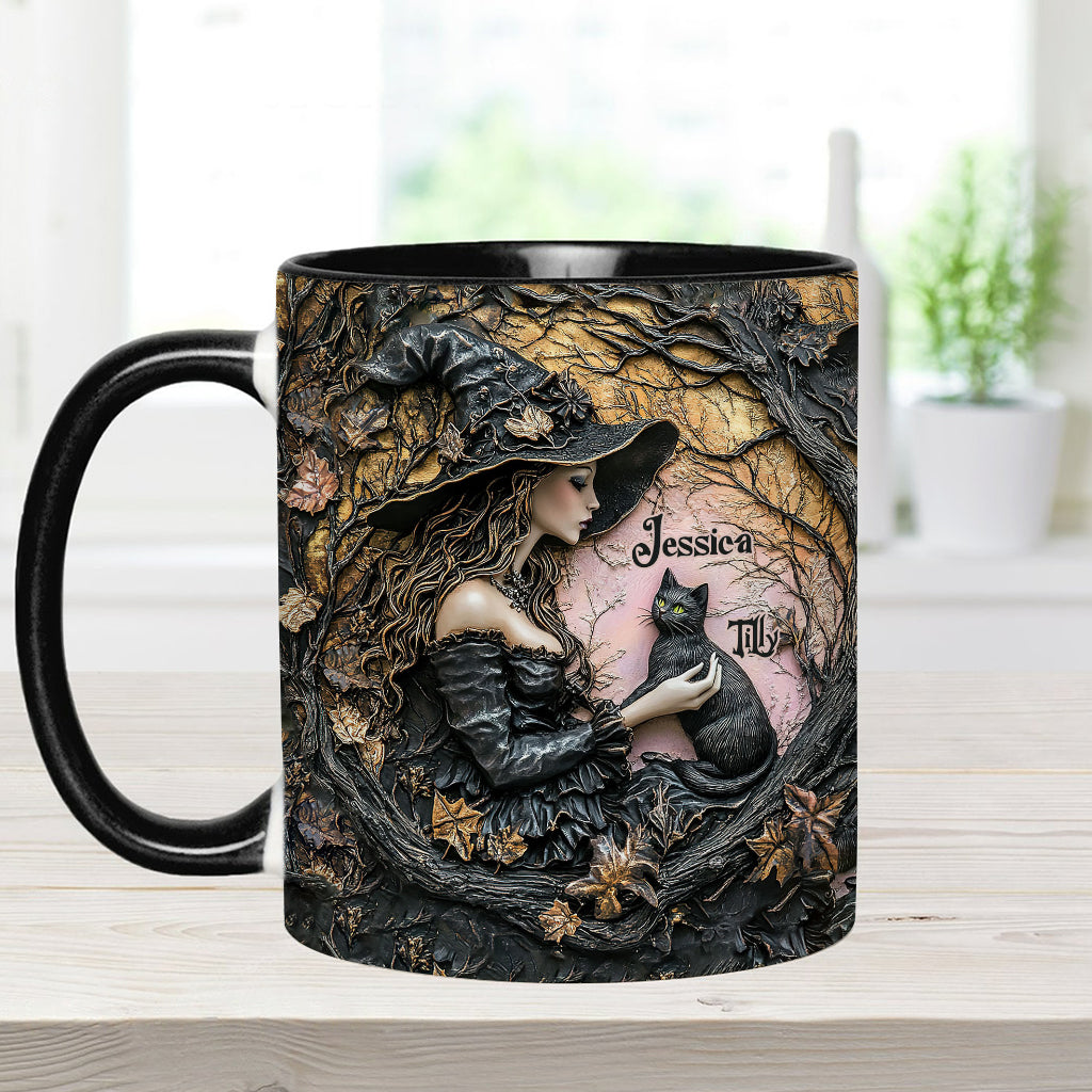 A Witch And Her Black Cat It's A Beautiful Thing - Personalized Witch Accent Mug