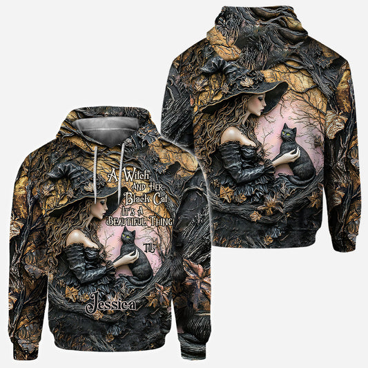 A Witch And Her Black Cat It's A Beautiful Thing - Personalized Witch All Over Shirt