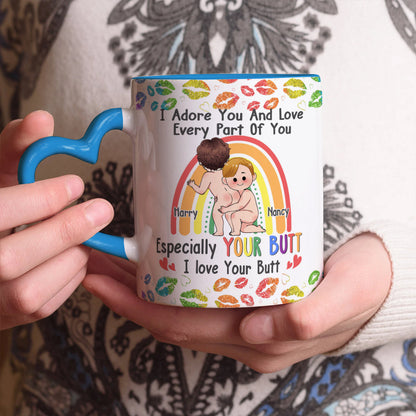 I Adore You And Love Every Part Of You - Personalized LGBT Support Heart Handle Mug