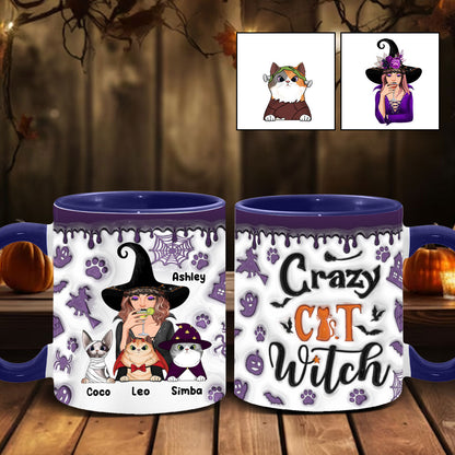 Crazy Cat Witch - Personalized Witch Accent Mug
