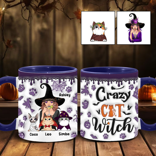 Crazy Cat Witch - Personalized Witch Accent Mug
