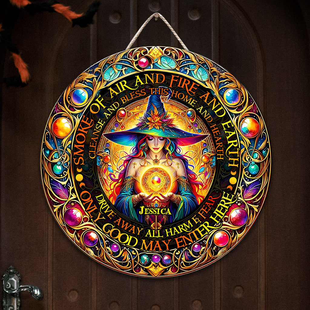 Smoke Of Air And Fire And Earth - Personalized Witch Round Wood Sign