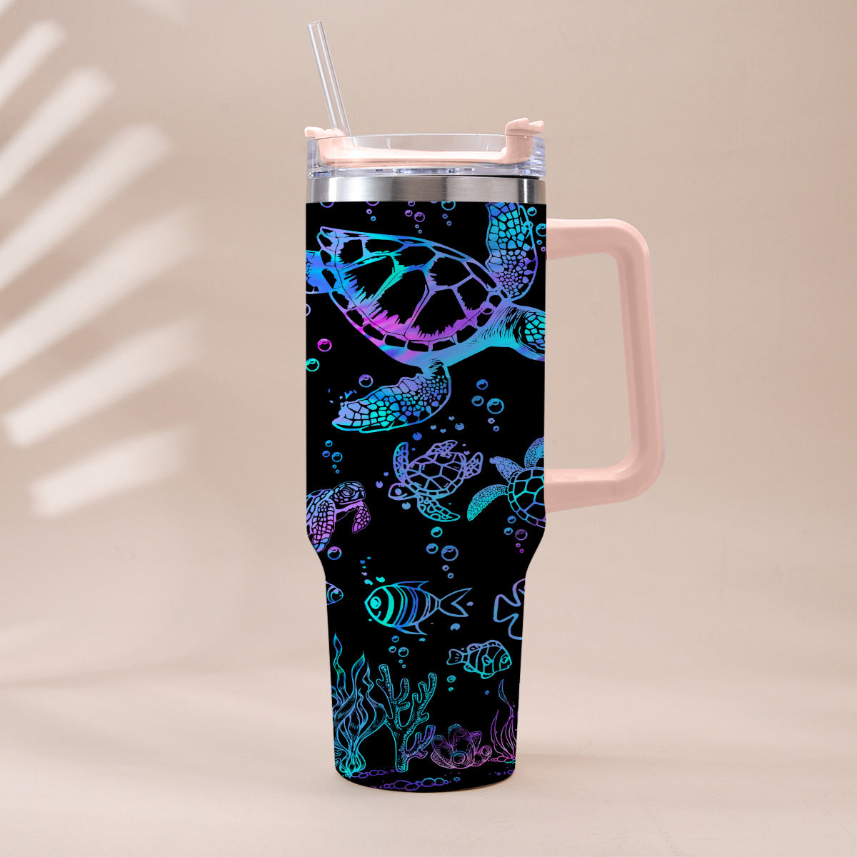Sea Turtles Custom Name - Personalized Turtle Tumbler With Handle
