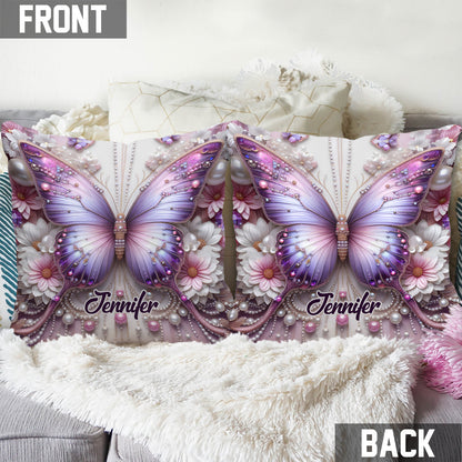 Purple Butterflies - Personalized Butterfly Throw Pillow