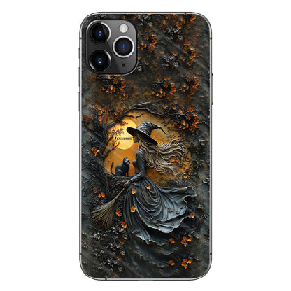 Beautiful Witch & Her Black Cat - Personalized Witch Phone Case