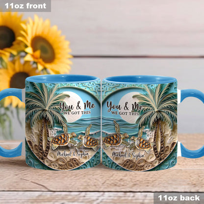 Beach Scene Turle Couple - Personalized Turtle Accent Mug