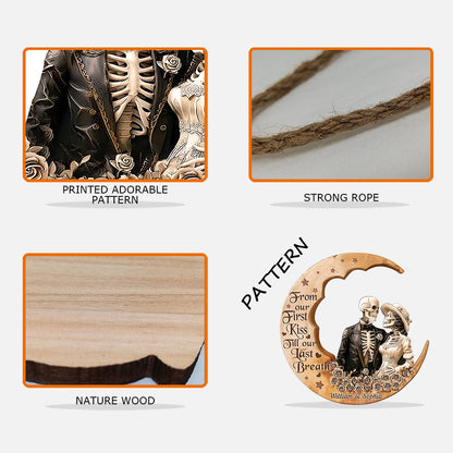 From Our First Kiss - Personalized Skull Custom Shaped Wood Sign