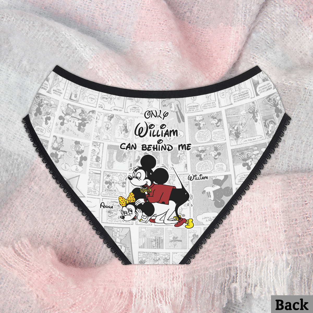 Only You Can Behind Me - Personalized Mouse Lace Border Women Briefs