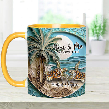 Beach Scene Turle Couple - Personalized Turtle Accent Mug