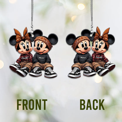 Chicano Mouse Couple - Personalized Mouse Car Ornament