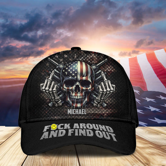 American Flag Skeleton - Personalized Skull Classic Cap