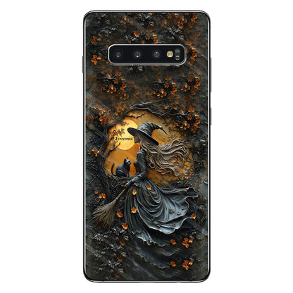 Beautiful Witch & Her Black Cat - Personalized Witch Phone Case