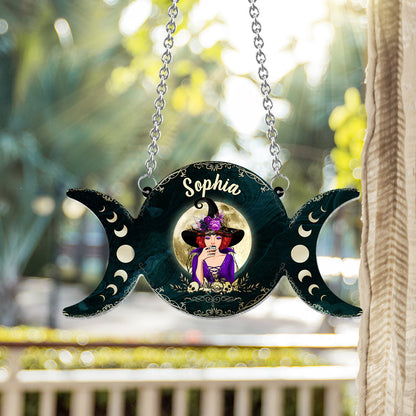 Triple Moon - Personalized Witch Window Hanging Suncatcher Ornament