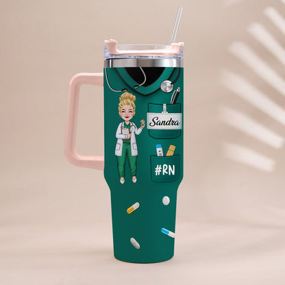 Nurse Nutrition Facts - Personalized Nurse Tumbler With Handle