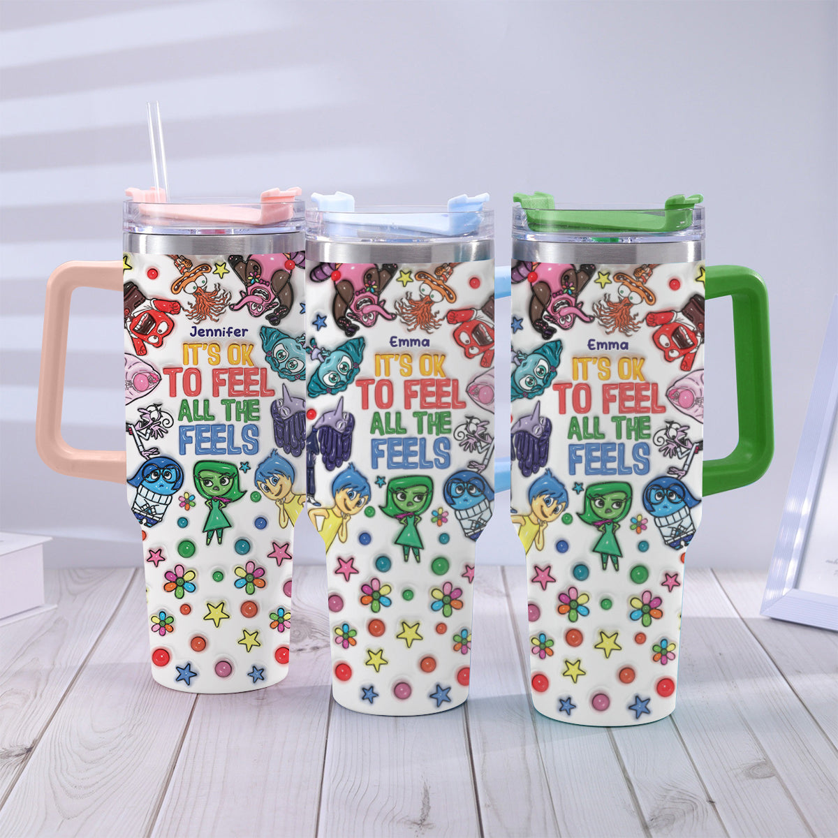 It's Ok To Feel All The Feels - Personalized Mouse Tumbler With Handle