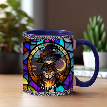 Beautiful Stained Glass Witch - Personalized Witch Accent Mug
