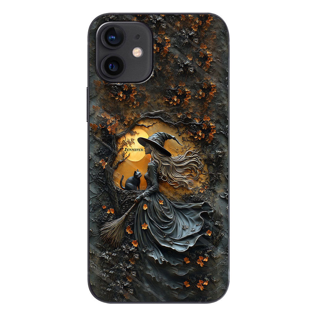 Beautiful Witch & Her Black Cat - Personalized Witch Phone Case