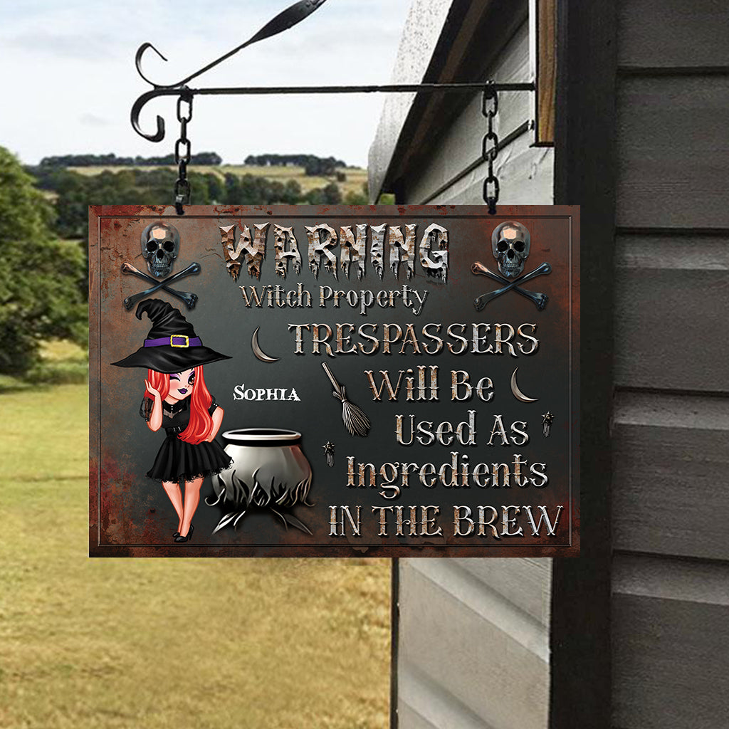 Warning Trespassers Will Be Used As Ingredients - Personalized Witch Rectangle Metal Sign