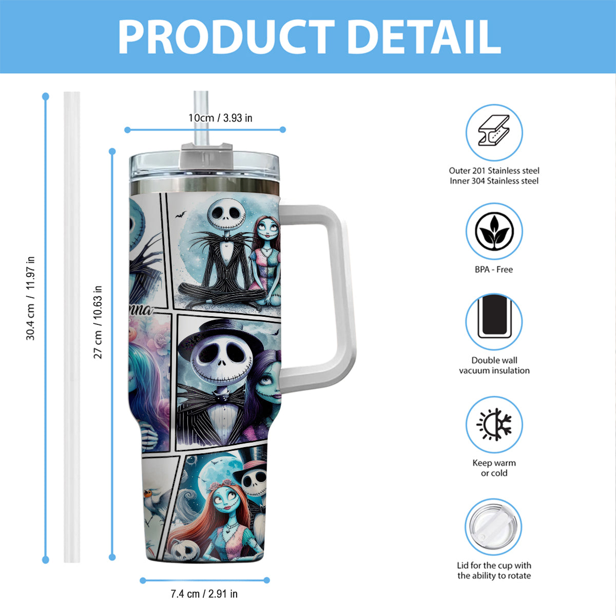 We're Simply Meant To Be - Personalized Nightmare Tumbler With Handle