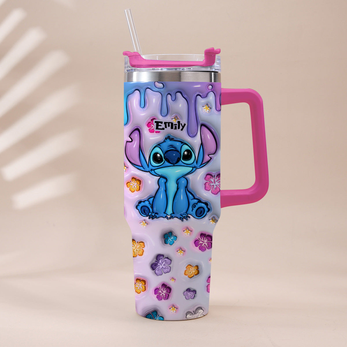 Blue Pink Ohana - Personalized Ohana Tumbler With Handle