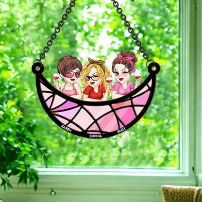 Besties Forever - Personalized Bestie 2 Layered Window Hanging Suncatcher