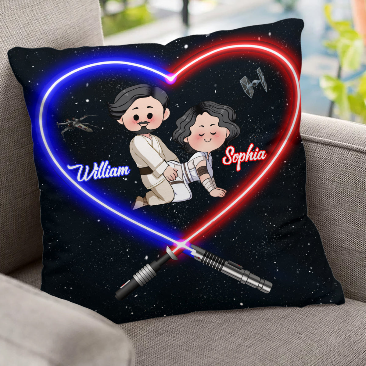 I Love You To The Death Star And Back - Personalized The Force Throw Pillow