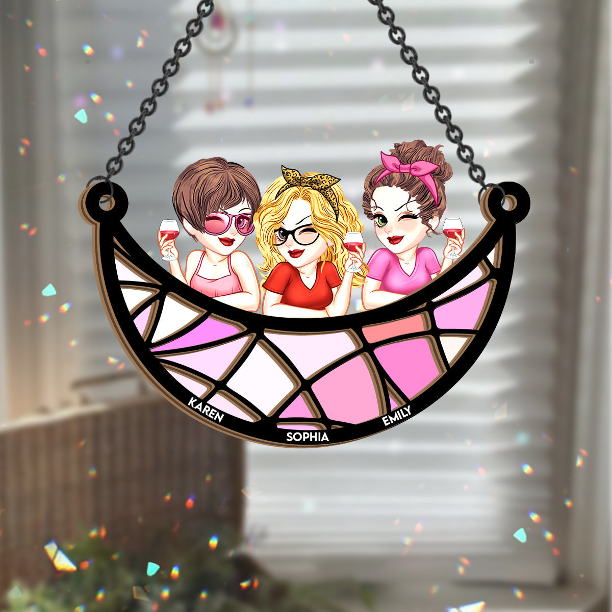 Besties Forever - Personalized Bestie 2 Layered Window Hanging Suncatcher