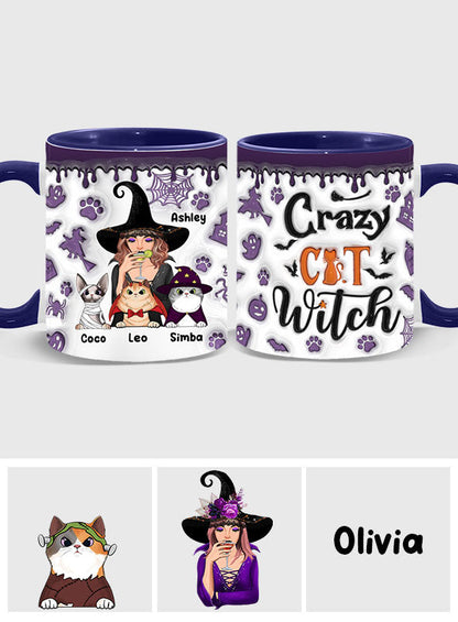 Crazy Cat Witch - Personalized Witch Accent Mug