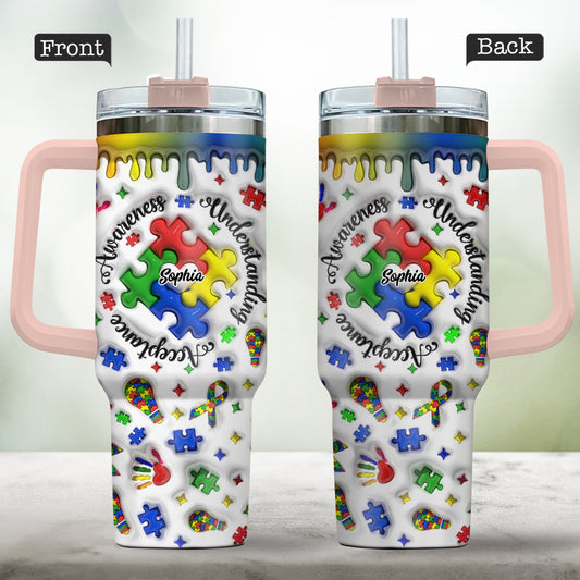 Autism Awareness - Personalized Autism Awareness Tumbler With Handle