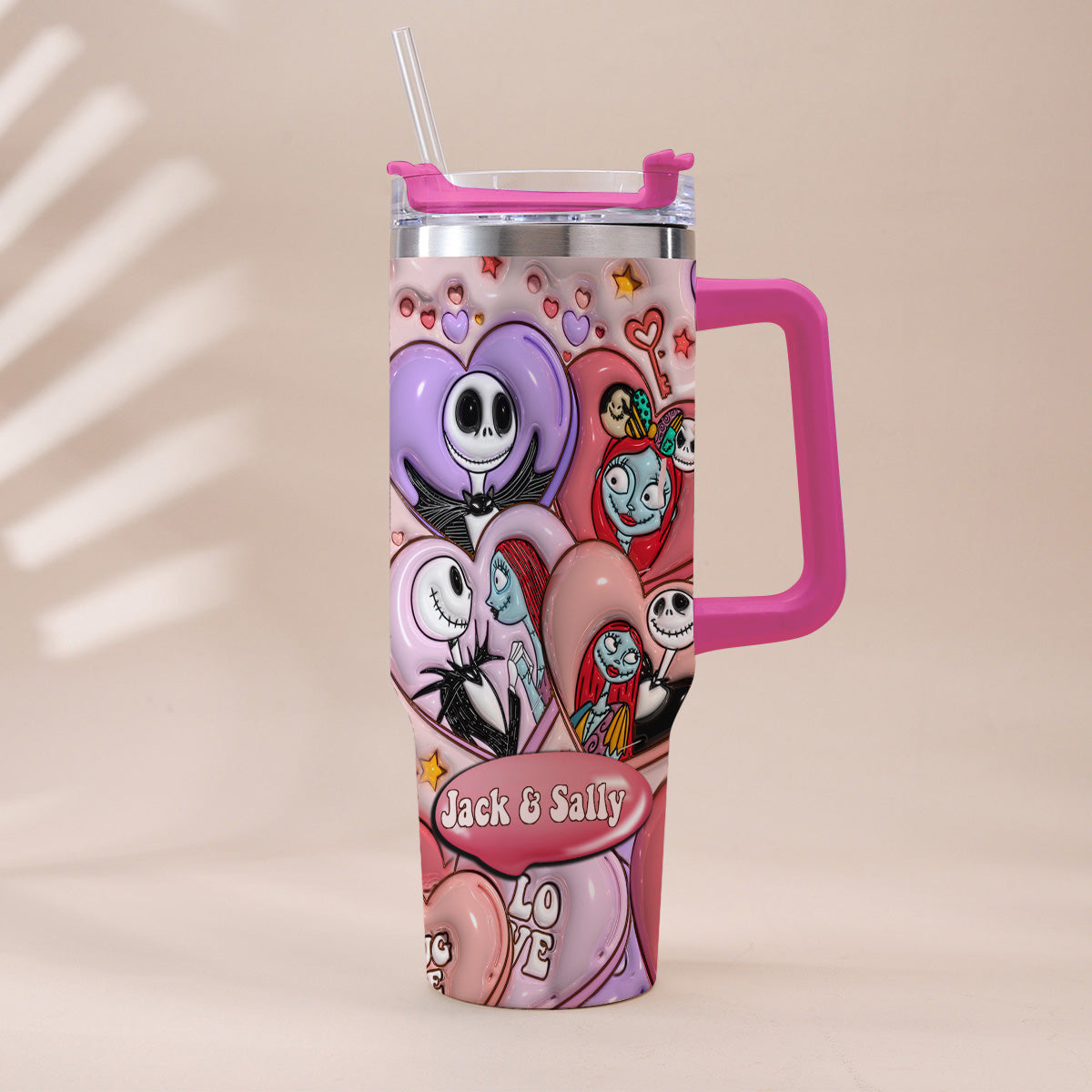 We're Simply Meant To Be Nightmare Couple - Personalized Nightmare Tumbler With Handle