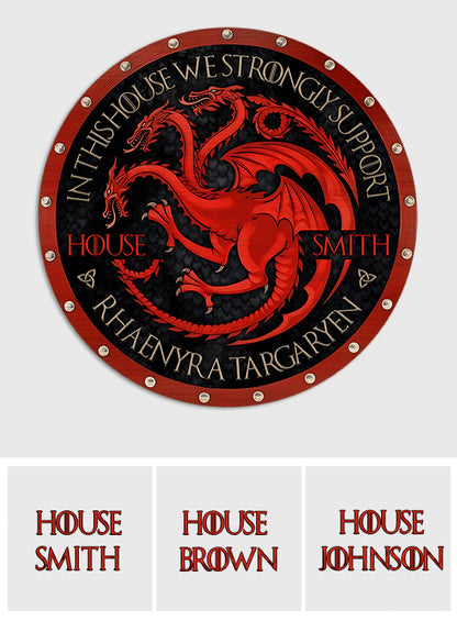 Team Black - Personalized Thrones Game Round Wood Sign
