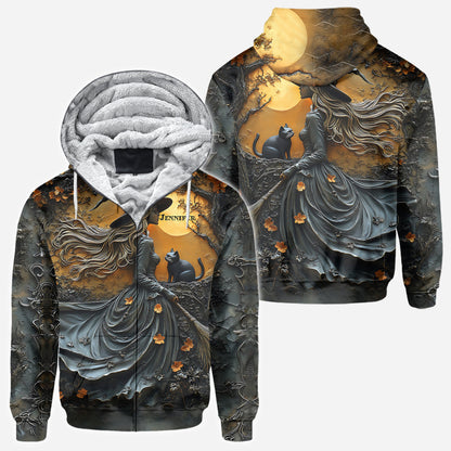 Beautiful Witch & Her Black Cat - Personalized Witch All Over Shirt