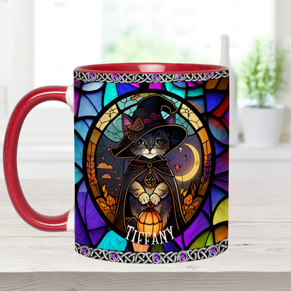 Beautiful Stained Glass Witch - Personalized Witch Accent Mug