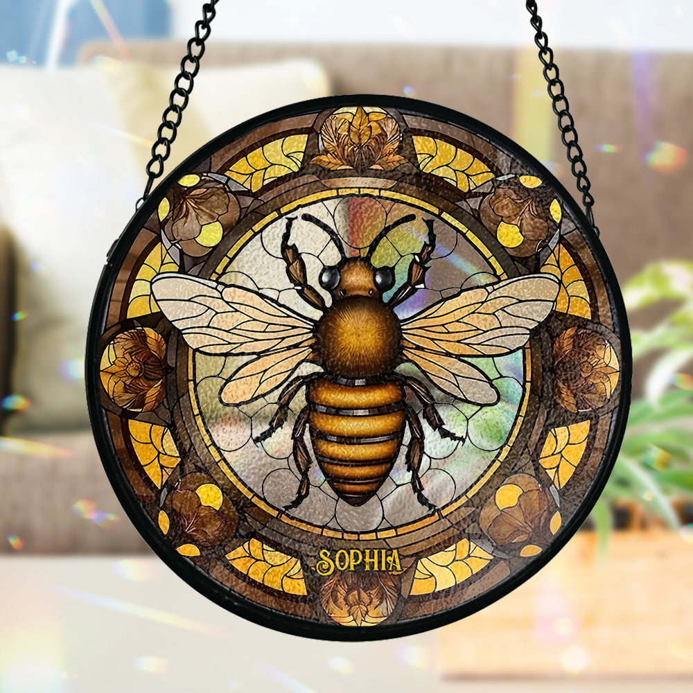 Beautiful Bee - Personalized Bee Stained Glass Suncatcher