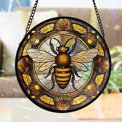 Beautiful Bee - Personalized Bee Stained Glass Suncatcher