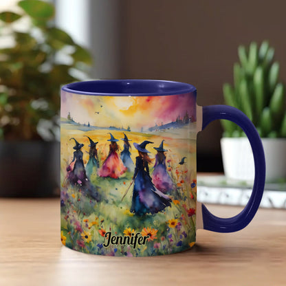 Watercolor Witches Gather - Personalized Witch Accent Mug