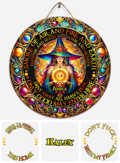 Smoke Of Air And Fire And Earth - Personalized Witch Round Wood Sign