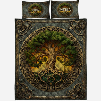 Tree Of Life Scandinavian Mythology Rustic Style - Personalized Irish Quilt Set