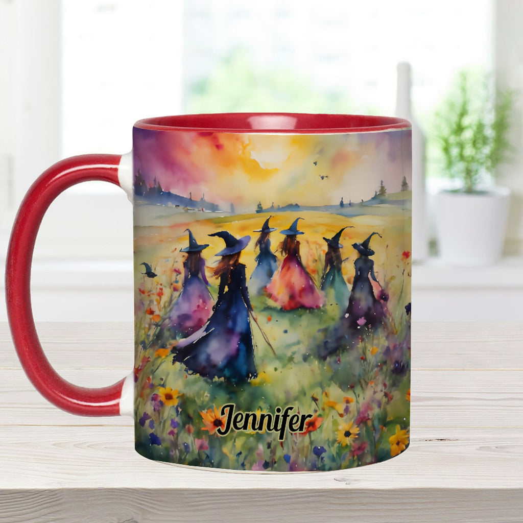 Watercolor Witches Gather - Personalized Witch Accent Mug