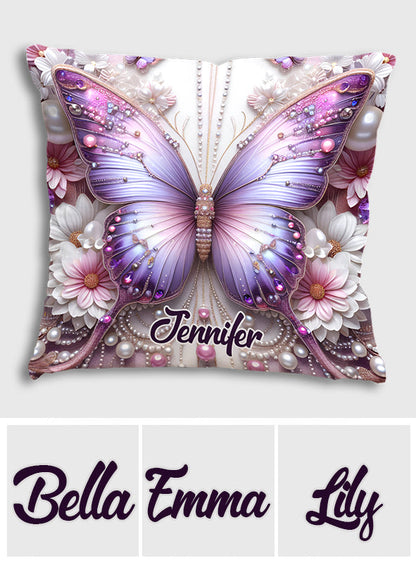 Purple Butterflies - Personalized Butterfly Throw Pillow