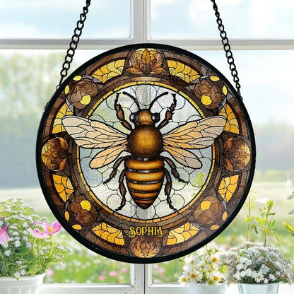 Beautiful Bee - Personalized Bee Stained Glass Suncatcher