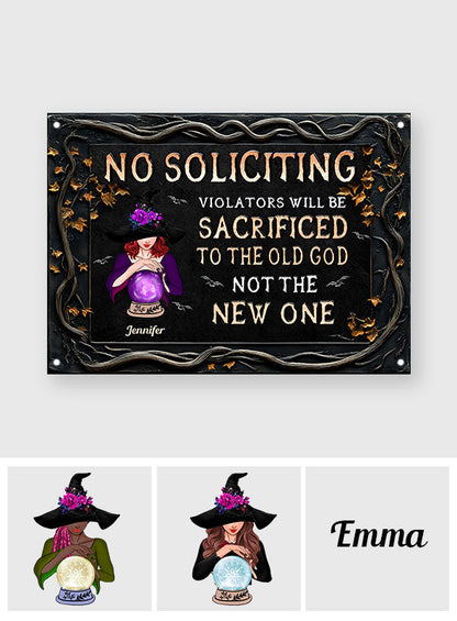 NO SOLICITING - Personalized Witch Rectangle Metal Sign