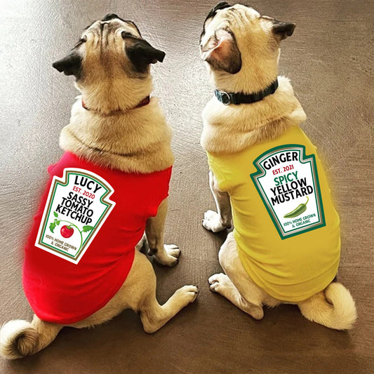 Sassy Ketchup Spicy Mustard Condiment Costume - Personalized Dog Pet Shirt